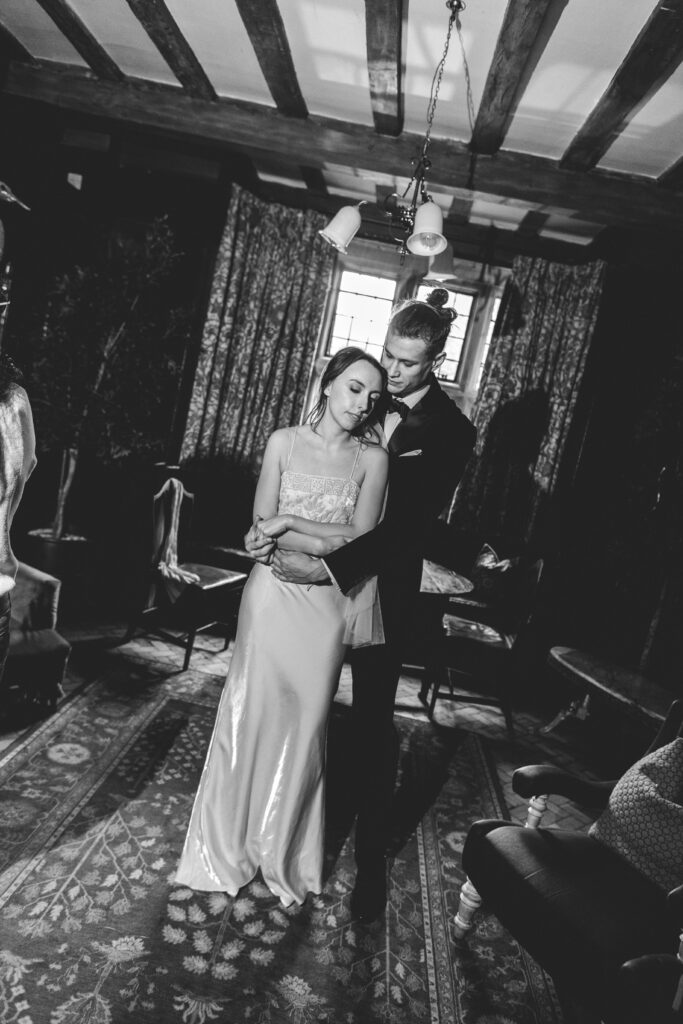 Bride and Groom do their first dance in an intimate cotswold wedding venue
